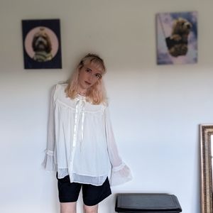 White Cottagecore Japanese Blouse